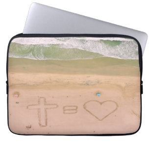 God equals LOVE, Jesus is Love, beach ocean cross Laptop Sleeve