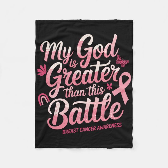 God Faith Breast Cancer Support Breast Cancer Awar Fleece Blanket (Front)