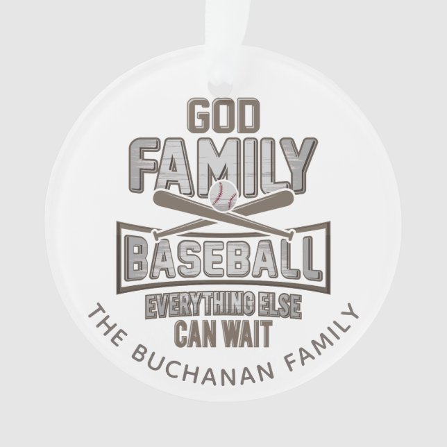God Family Baseball Family Christmas Ornament (Front)