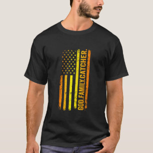 God Family Catcher US American Flag Father's Day D T-Shirt