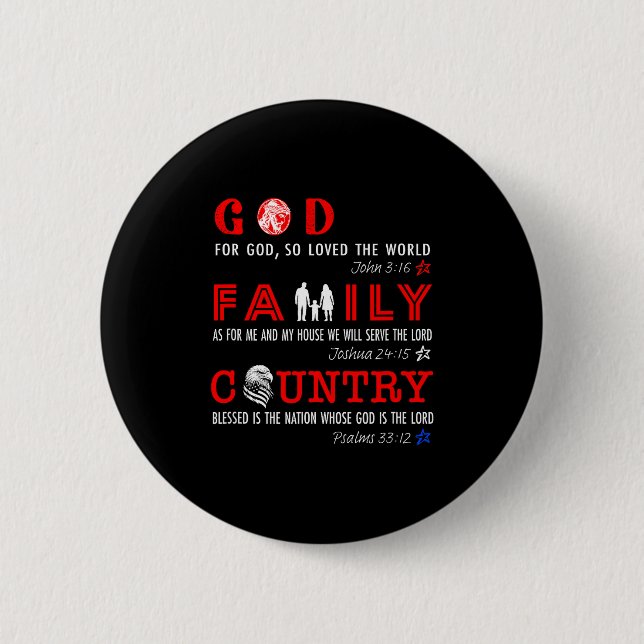 God Family Country  6 Cm Round Badge (Front)