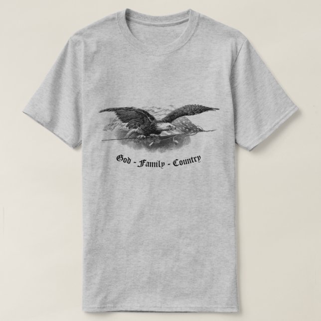 God Family Country America Eagle American T-Shirt (Design Front)