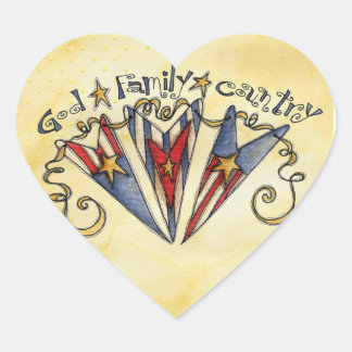 God Family Country America Heart Sticker