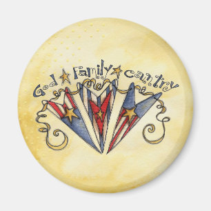God Family Country America Magnet