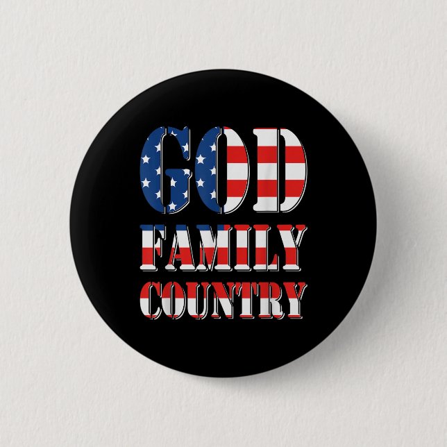 God Family Country America Us Flag Proud Memorial  6 Cm Round Badge (Front)