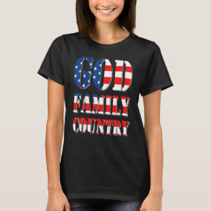 God Family Country America Us Flag Proud Memorial T-Shirt