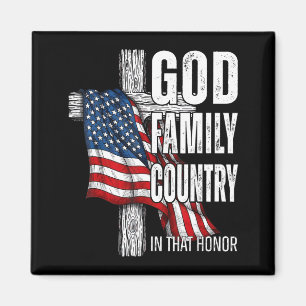 God Family Country American Flag Christian Patriot Magnet