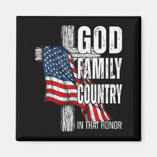 God Family Country American Flag Christian Patriot Magnet