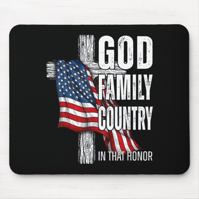 God Family Country American Flag Christian Patriot Mouse Pad (Front)