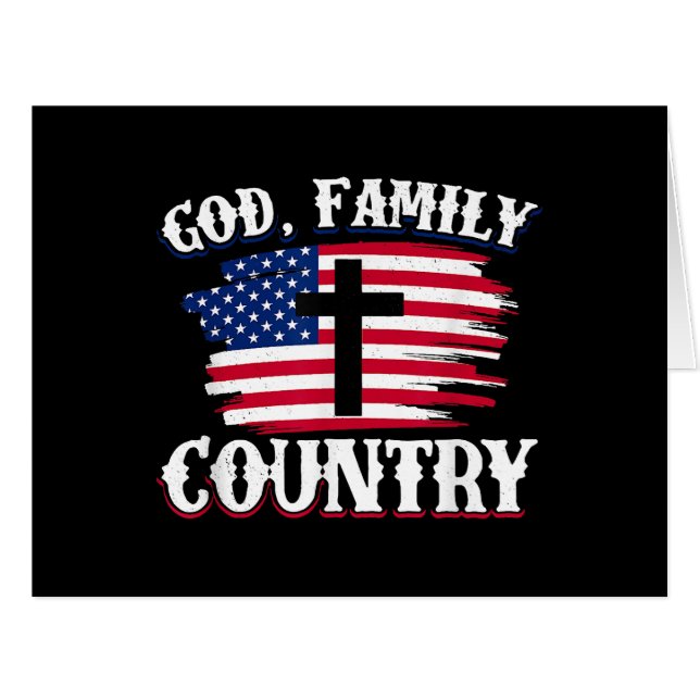 God Family Country American Flag Cross Christian P (Front Horizontal)