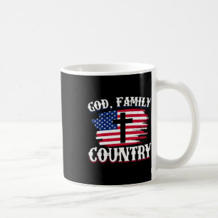 God Family Country American Flag Cross Christian P Coffee Mug