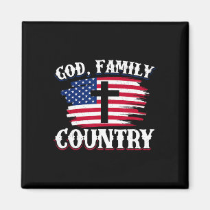 God Family Country American Flag Cross Christian P Magnet