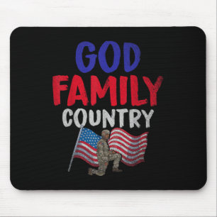 God Family Country American Soldier Us Flag Memori Mouse Pad