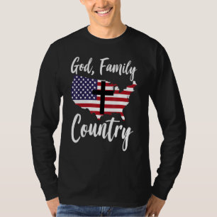 God Family Country Christian American Flag Usa Map T-Shirt