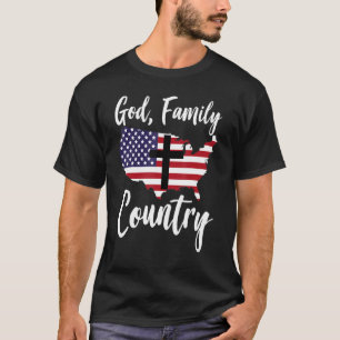 God Family Country Christian American Flag Usa Map T-Shirt