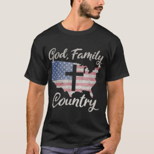 GOD FAMILY COUNTRY Christian Cross Vintage USA Ame T-Shirt