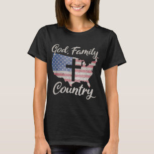 GOD FAMILY COUNTRY Christian Cross Vintage USA Ame T-Shirt