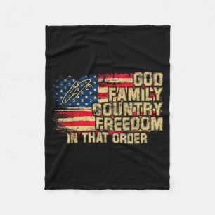 God Family Country Dom In That Order For Suprters  Fleece Blanket