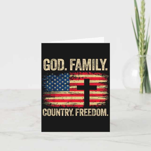 God Family Country Dom Usa Flag Cross  Card (Front)