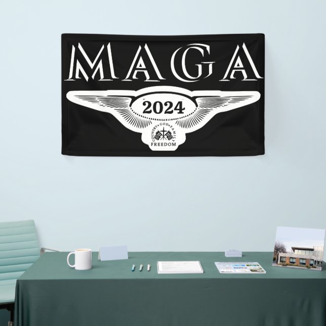 GOD FAMILY COUNTRY EAGLE WINGS TRUMP 2024 MAGA BANNER (Tradeshow)