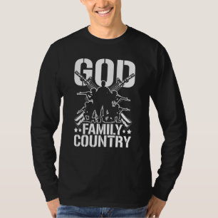 God Family Country Guns Patriot Soldier 4th Of Jul T-Shirt