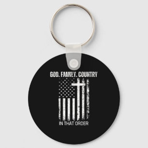 God Family Country In That Order Patriotic Christi Key Ring