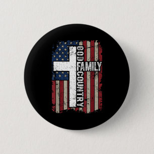 God Family Country Patriotic Christian Vintage Usa 6 Cm Round Badge