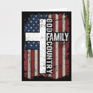God Family Country Patriotic Christian Vintage Usa Card