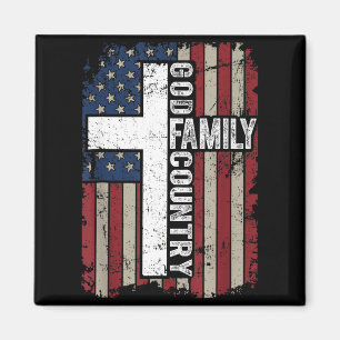God Family Country Patriotic Christian Vintage Usa Magnet