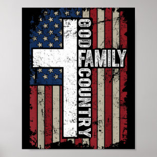 God Family Country Patriotic Christian Vintage Usa Poster