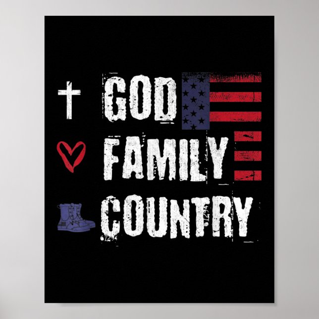 God Family Country Patriotic Veteran Soldier Memor Poster (Front)
