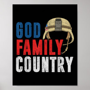 God Family Country Soldier Usa Proud American Memo Poster