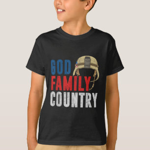 God Family Country Soldier Usa Proud American Memo T-Shirt