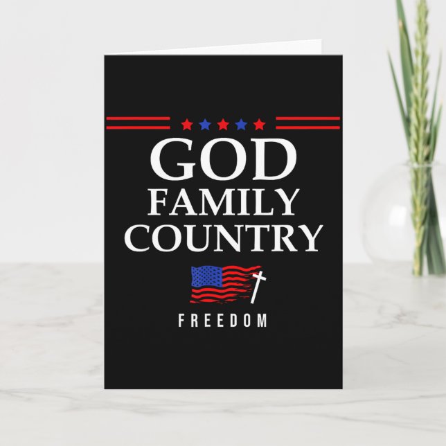 God Family Country Us Flag Christian Saying Dom Je Card (Front)