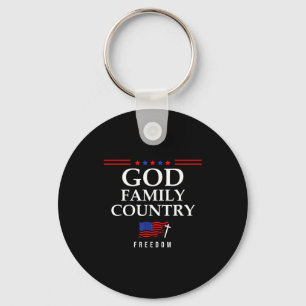 God Family Country Us Flag Christian Saying Dom Je Key Ring