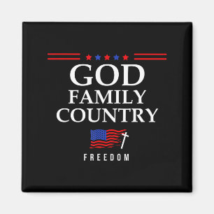 God Family Country Us Flag Christian Saying Dom Je Magnet