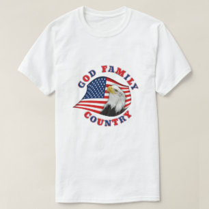 GOD FAMILY COUNTRY w Eagle on US Flag T-Shirt