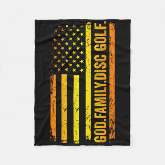 God Family Disc Golf Us American Flag Father's Day Fleece Blanket