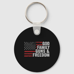 God Family Guns And Freedom - Pro Gun Christian Us Key Ring