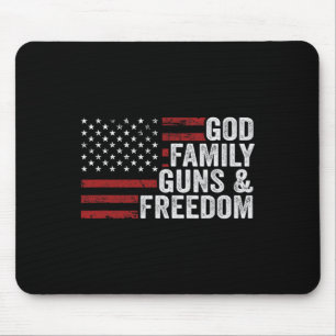 God Family Guns And Freedom - Pro Gun Christian Us Mouse Pad