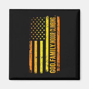 God Family Indoor Climbing Us American Flag Father Magnet