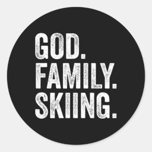 God Family Skiing  Classic Round Sticker