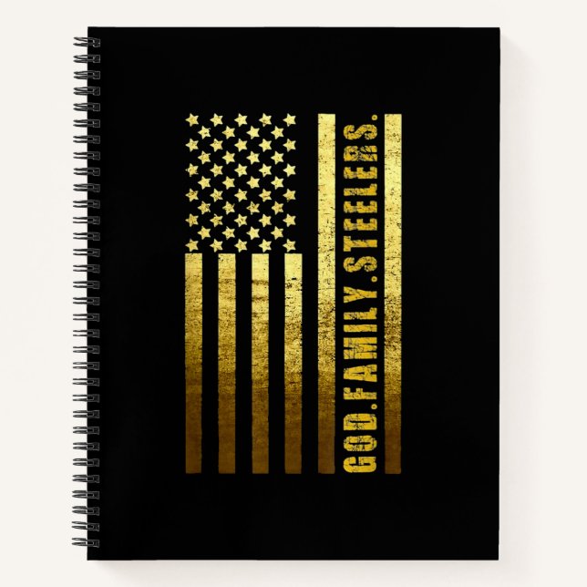 God Family Steelers Pro Us Flag Notebook (Front)
