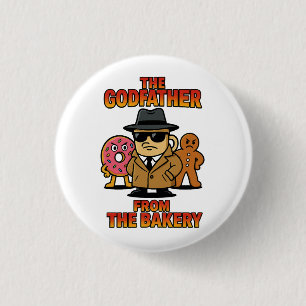 God Father from Bakery – Cartoon Coffee & Doughnut 3 Cm Round Badge