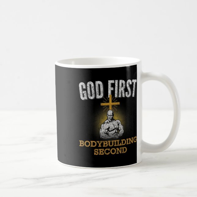 God First Bodybuilding Second Christian Gym Workou Coffee Mug (Right)