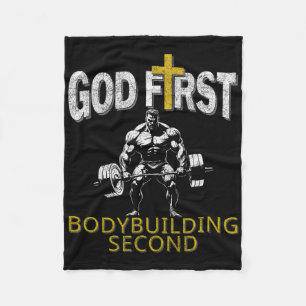 God First Bodybuilding Second Christian Gym Workou Fleece Blanket