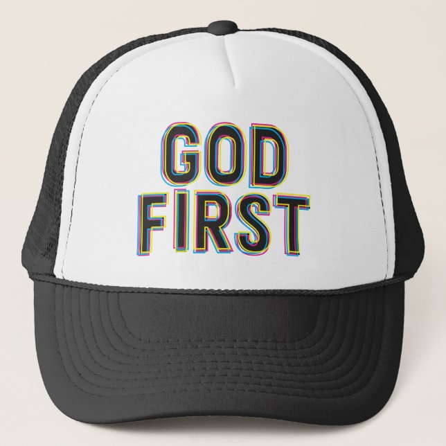 GOD FIRST TRUCKER HAT (Front)