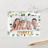 God Foil Merry Festive Greenery Personalised Photo