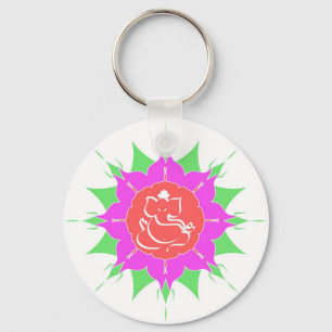God Ganesha and flower - Keychain