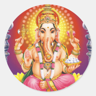 God Ganesha Classic Round Sticker